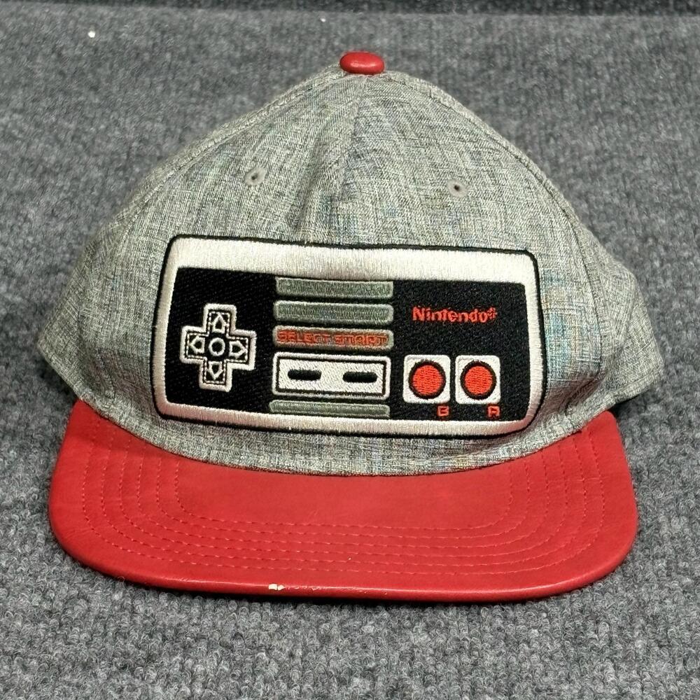 Bioworld Nintendo NES Hat Cap Snap Back Mens One Size Gray Red Controller